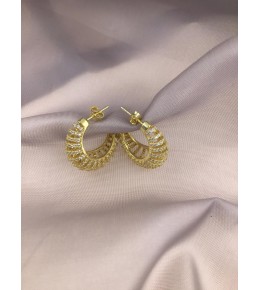 Gümüş Salyangoz Model Taşlı Küpe