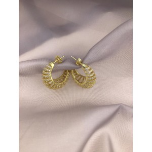 Gümüş Salyangoz Model Taşlı Küpe