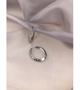 Gümüş Üçgen Figürlü Taşlı 13 mm Oval Küpe