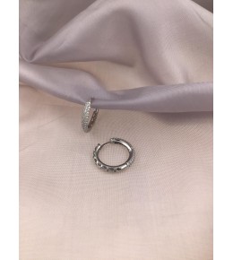 13 mm Gümüş Taşlı Halka Küpe