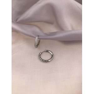 13 mm Gümüş Taşlı Halka Küpe