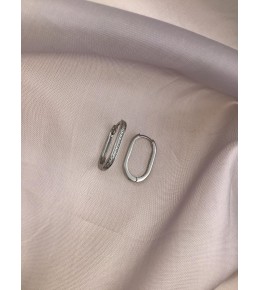 Gümüş Tek Sıra Taşlı Ince Çengel Model Küpe 