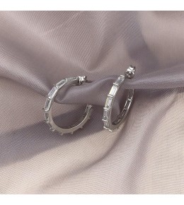 Baget Taşlı Küpe  925 Ayar Gümüş