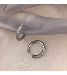 17mm Taşlı Arkası Düz Model Gümüş Halka Küpe
